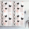 Ambesonne Modern Shower Curtain, Cat Faces Dotted Whiskers Kittens Theme, 69" W x 70" L, Dark Coral Black Peach