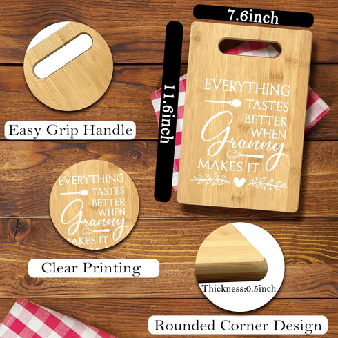 Granny Gifts Bamboo Cutting Board - Everything Tastes Better When Granny Makes It, Kitchen Decor, Gift for Granny