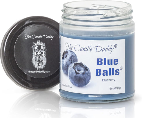Two Blue Balls - Blueberry Scented 6 Ounce Jar Candle with 40 Hour Burn