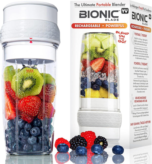 Bionic Blade Personal-Sized Blender 26 oz., BPA-Free, Rechargeable, 18,000 RPM Portable Blender for Shakes and Smoothies