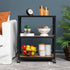 Mind Reader Bar Cart - Rolling 3-Tier Kitchen Cart, Microwave Stand, Wood/Metal, 23"L x 12"W x 29.5"H, Brown