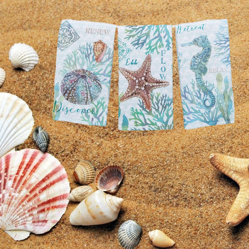 Kay Dee Designs Set of 3 Beachcomber Terry Kitchen Towels, Dual Purpose