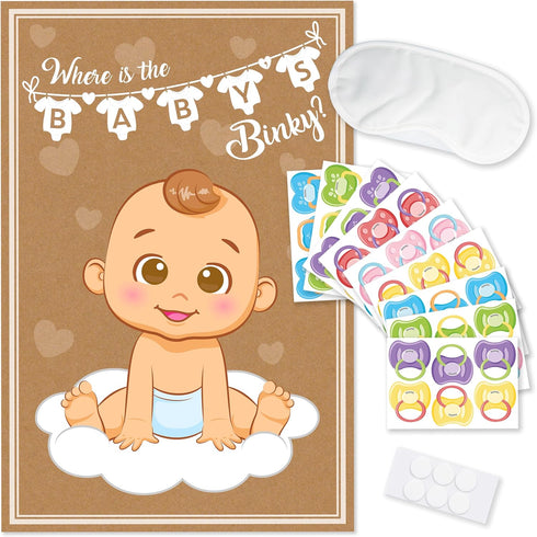 Party Hearty Funny Baby Shower Games for Boy, Pin The Pacifier on