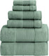 6-Piece Set 100% 500 Modern Threads Air Cloud Towel - Zero-Twist Cotton, GSM, Quick Dry & Plush, Eucalyptus