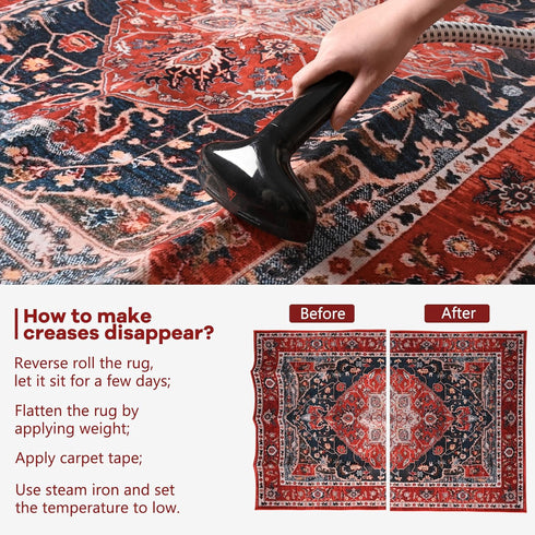 YJ.GWL Area Rug 2x6 - Washable Non-Slip Hallway Runner Rug, Vintage Red Carpet for Bedroom, Kitchen, Bathroom