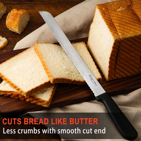 10 Inch Serrated Knife for Homemade Bread with Sheath, High-Carbon Japanese Stainless Steel Blade