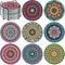 Patelai 8 Pcs Boho Ceramic Coasters Set with Holder 4 Inch Mandala