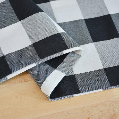 Black & White Buffalo Check Table Runner, Cotton Blended, 12" x 48", Farmhouse Style for Gatherings