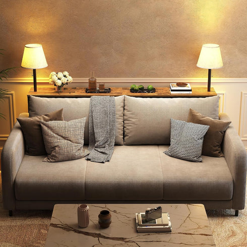 29.5" CT75DBR YATINEY Narrow Console Table, Behind Couch Table, Small Entryway Table with Light, Thin Sofa Table