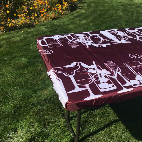 In the Breeze 8001 Happy Hour Drinks Fitted Tablecloth, 30 Inch x 72 Inch