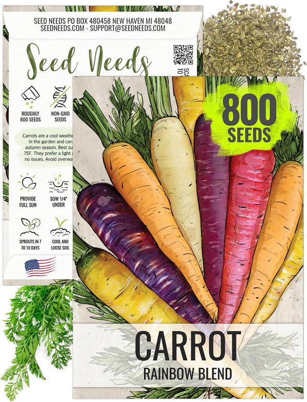 Seed Needs Carrot Seeds for Planting Rainbow Carrots - Non-GMO Heirloom &