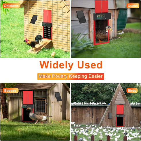 Programmable 4 ZenxyHoC Chicken Coop Door Solar Powered with Remote Control, Automatic Aluminum Chicken Door Modes