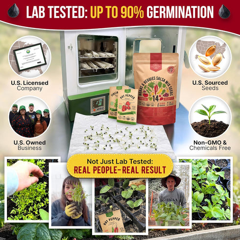 14 Pack 5,180+ Organo Republic Herbs & Veggies Salsa Mix Seeds Variety - Non GMO Heirloom Herb, Tomato & Chili Pepper