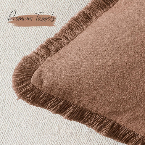 Chair,22x22 Inch Set 2,Rust Woaboy Decorative Linen Fringe Throw Pillow Covers Boho Farmhouse Soft Cushion Covers