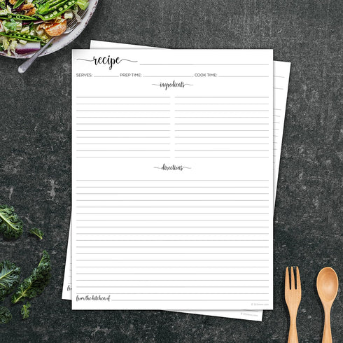 321Done Recipe Paper 8.5x11 White, 50-Pack, Full Page Blank Recipe Paper for Your Own Recipes