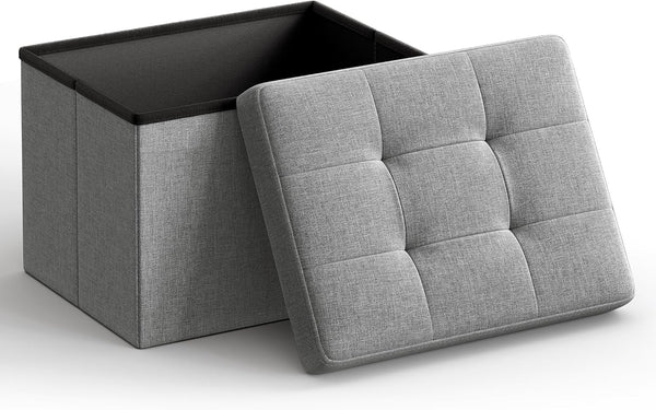 SONGMICS Mazie Collection - Small Folding Storage Ottoman, Foot Rest Stool, 12.2