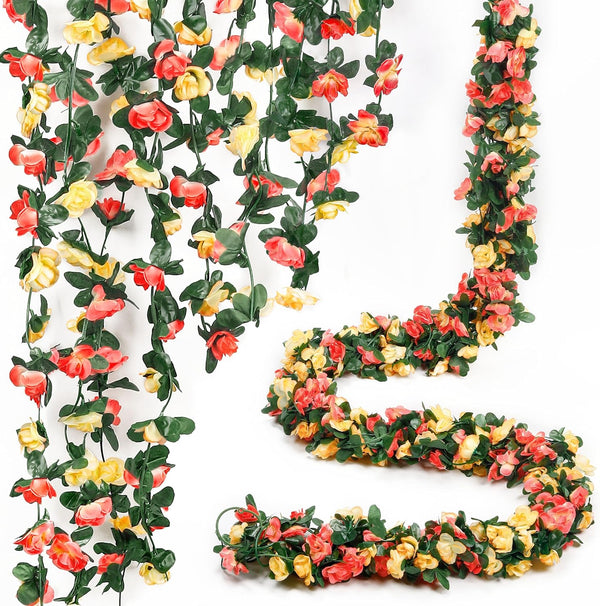 Miracliy 5Pcs 41FT Flower Garland Artificial Rose Arch Vines for Flower Wall Backdrop Wedding Decoration