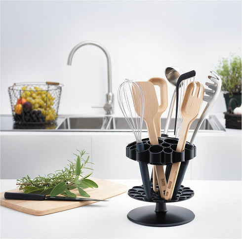 Kuhn Rikon Rotating Honeycomb Utensil Caddy, Black Color