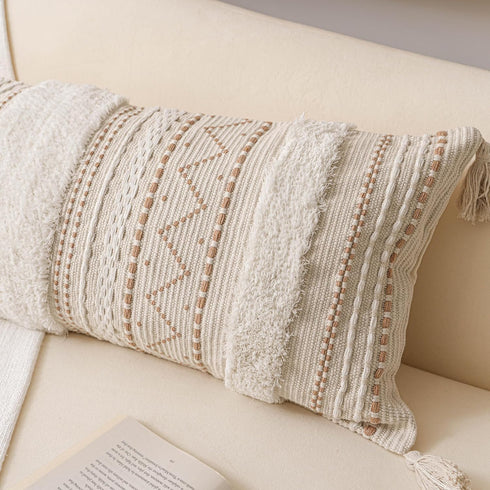 18X18 BlissBlush Throw Pillow Cover, Cream Neutral Beige Square Decorative Cushion Cover, Boho Accent Pillowcase