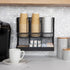 Mind Reader Cup and Condiment Station, Countertop Organizer for Coffee Bar, Metal Mesh, 13"L x 6.45"W x 11.25"H, Black