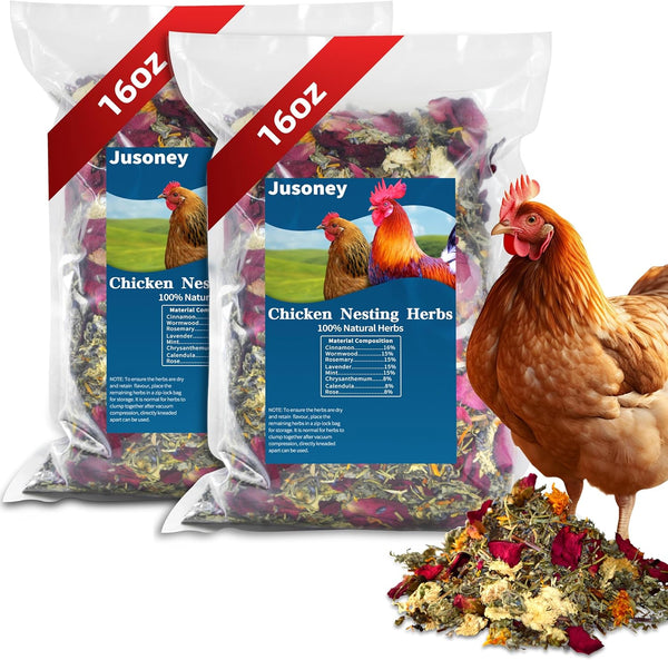 JUSONEY 32 OZ Nesting Herbs for Chicken Coop, Premixed 8 Dried Herbs