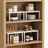 White Marble Kitchen Counter Shelf Organizer, Set of 4 Stackable 2 Tier Risers for Books, Monitor, Cabinet Space