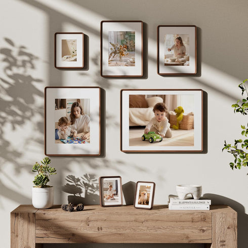 4x6 4x6 3x5 Picture Frame Natural Walnut Solid Wood Photo Frame from CA-USA with Tempered Glass, Handcrafted Wooden