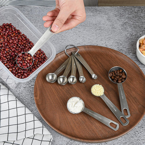 Lucky Plus Stainless Steel Measuring Spoons Set, 18/8(304) Steel Material, Heavy Duty 9 Measuring Spoons (10ml & 20ml)
