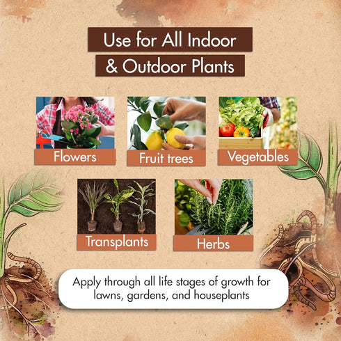 Worm Castings for Plants, Organic Fertilizer, Bokashi Booster, Concentrated Vermicompost for Soil Fertility, 8 oz.