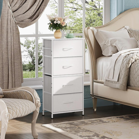 WLIVE Dresser with 4 Drawers, Storage Tower Organizer Unit for Bedroom, Hallway, Entryway, White