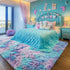 4x6 PAGISOFE Cute Furry Pastel Rug for Girls Bedroom, Soft Adorable Rainbow Purple Tent Rugs for Livingroom, Kid