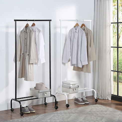 SunnyPoint Durable Compact Rolling Garment Rack with Shelf (GR-1TC, BLK)