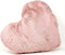 Tache Pink Heart Shaped Pillow - Faux Fur White Fleece, Super Soft Stuffed Light Blush Dusty Rose Pillow 16x14