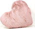 Tache Pink Heart Shaped Pillow - Faux Fur White Fleece, Super Soft Stuffed Light Blush Dusty Rose Pillow 16x14