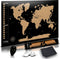 Scratch-Off World Map with US States, Track Travel Routes, Landmarks, Wonders - Laminated Large Poster (24"x36").