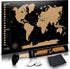 Scratch-Off World Map with US States, Track Travel Routes, Landmarks, Wonders - Laminated Large Poster (24"x36").