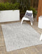 Unique Loom Collection Casual Transitional Solid Heathered Indoor/Outdoor Flatweave Area Rug (Light Gray/Ivory)