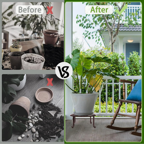 5 Pack Plant Stand Indoor Brown Metal Plant Stands Outdoor Heavy Duty Flower Pot Stands for Multiple Plants Rustproof