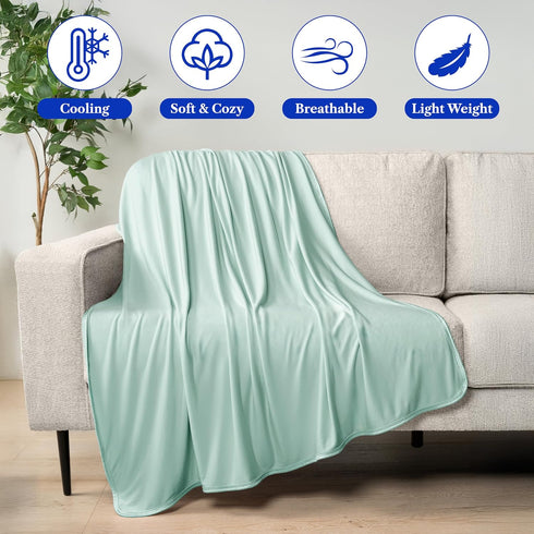 Summer 50x60 inch PAVILIA Cooling Blanket for Hot Sleepers, Lightweight Blanket for Bed, Cooling Chill Throw Blanket