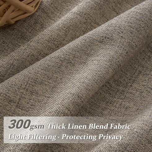Pinch 54 Inch 2 Set, Custom Heavy Linen Pleated Kitchen Curtains Panels Dark Tan Boho Memory Trained Privacy Short