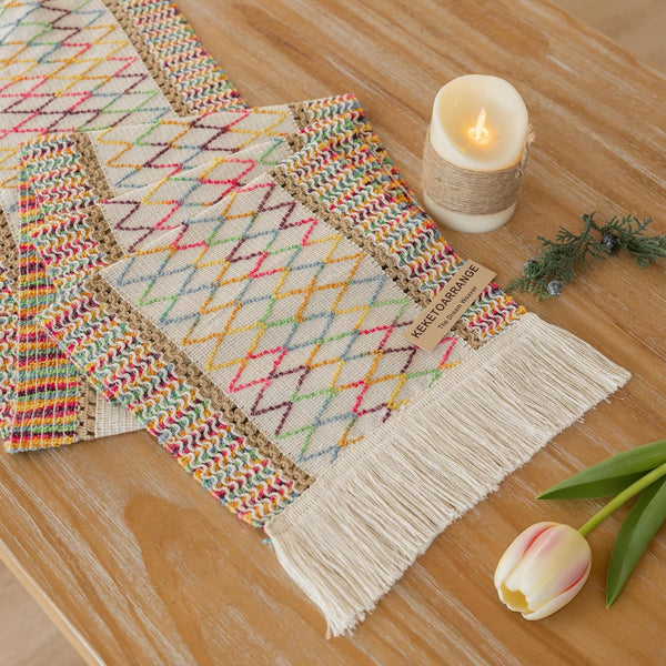 Keketoarrange Boho Spring Table Runner Colorful for Home Decorations 12x90 Inches Farmhouse