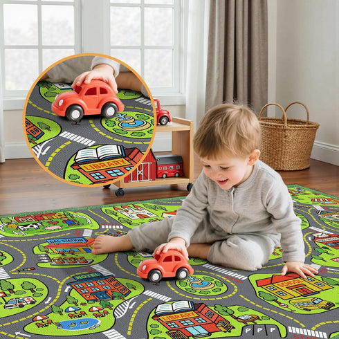 40"x24" Upgrade Ultra Non Slip Kids Car Rug, Kids Road Playmat Rug for Toy Cars, Educational Town City Map Washable