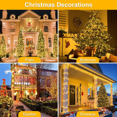 33 100LEDs 8 FT Christmas Lights Plug in,Outdoor Indoor Connectable Fairy Lights with Timer and Modes,Christmas Tree