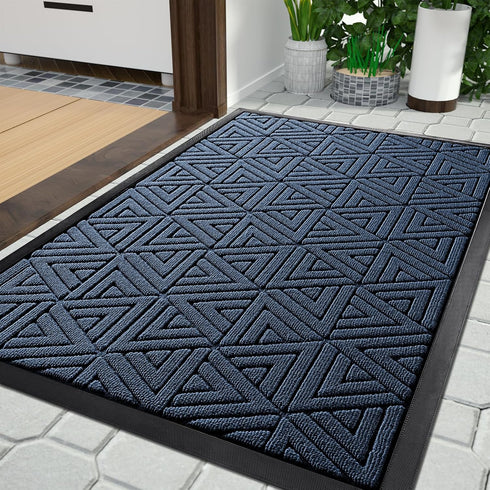 Yimobra Door Mat Outdoor Entrance, Heavy Duty Welcome Mat for Home Entry, Waterproof, Easy Clean, 29.5 x 17, Blue