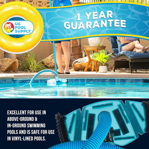 14" Swimming Swimming U.S. Pool Supply Professional Rectangular Weighted Super Flexible Pool Vacuum Head with Side