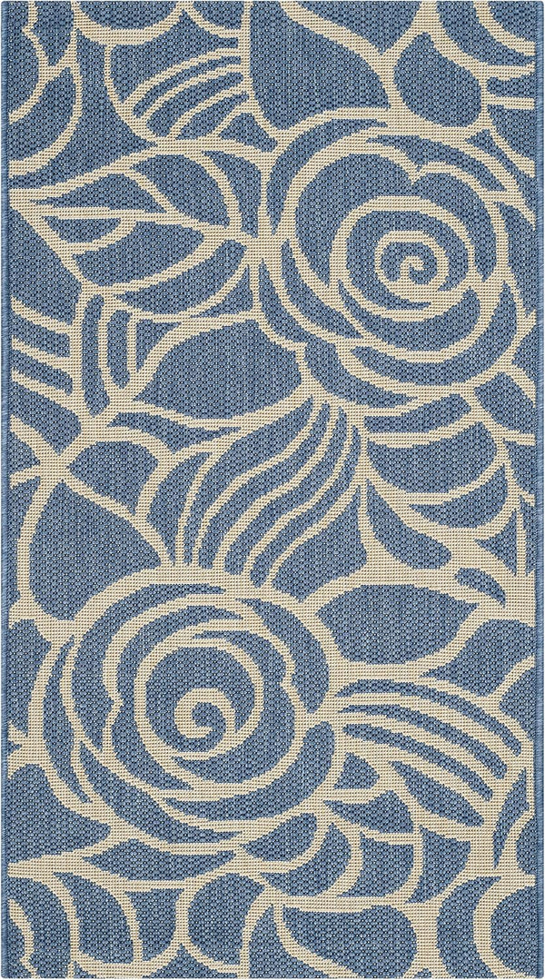SAFAVIEH Courtyard Collection 2' x 3'7" Blue/Beige CY5141C Waterproof Indoor/Outdoor Easy-Cleaning Accent Rug for Patio