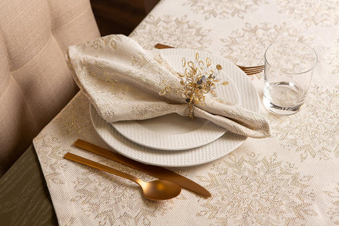 DII Holiday Dining Table Linen Napkin Set, 20x20, Jacquard Snowflakes, 6 Piece Sparkle Metallic Kitchen Décor