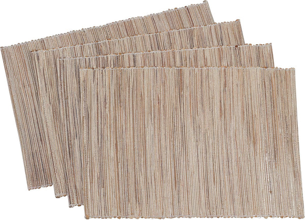 Saro Lifestyle Melaya Collection Shimmering Woven Nubby Placemat (Set of 4), 14"x20", Natural Color