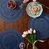 DII PVC Tabletop Collection Woven Indoor/Outdoor Round Placemat Set, Nautical Blue, 6 Piece, 13.75"