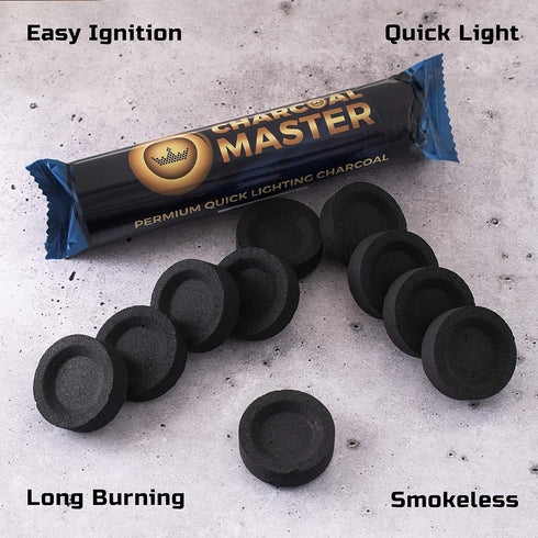 Quick Light Charcoal Tablets for Incense, 33mm Capsules, Set of 100 Charcoal Disks per Box